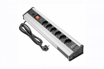 Удлинитель настольный 6 розеток (Schucko) 6хUSB, алюминий, с проводом 1,8 метра Удлинитель настольный 6 розеток (Schucko) 6хUSB, алюминий, с проводом 1,8 метра