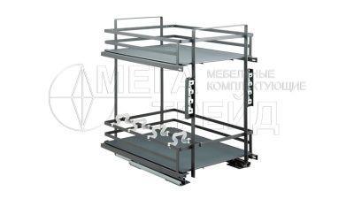 Выдвижная корзина 400мм с доводчиком графит плоский прут QUADRA KR28/2/3/400/GRPH БОЯРД