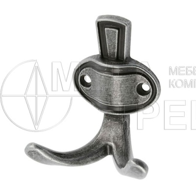 Крючок мебельный CORUNA, маленький, античное серебро GTV