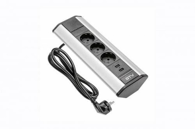 Удлинитель угловой 3 розетки AE-PBKT3S2U-80 (Schucko) 2xUSB, серый, с проводом 1,5 метра Удлинитель угловой 3 розетки AE-PBKT3S2U-80 (Schucko) 2xUSB, серый, с проводом 1,5 метра