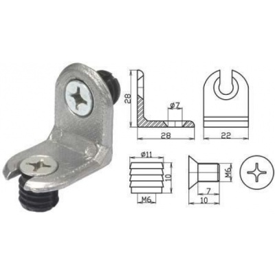 Стяжка 2,16-Д (угловая) (силумин + пластик футорки)