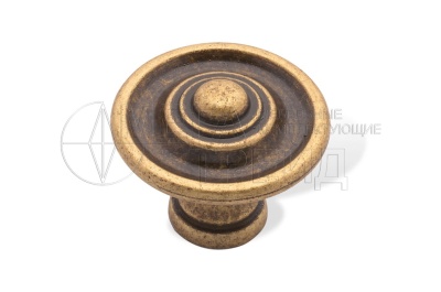 Мебельная ручка кнопка RC530MAB.1 (25) Матовая старинная латунь БОЯРД
