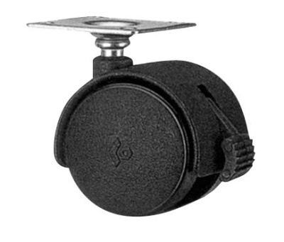 Опора колёсная поворотн.D=40 черная на площадке со стопором GTV КМ-0H-40-D20 Опора колёсная поворотн.D=40 черная на площадке со стопором GTV КМ-0H-40-D20