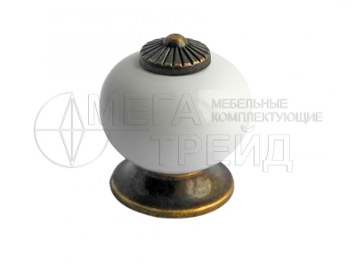 Мебельная ручка-кнопка BALU RC106AB.3/W (40) БОЯРД