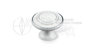 Мебельная ручка кнопка RC037CP/W.4 (30) Хром/белый БОЯРД