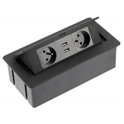 Удлинитель настольный SOFT 2 розетки AE-PBSUC2GU-20 (French) 2xUSB, черный, с проводом 1,5 метра Удлинитель настольный SOFT 2 розетки AE-PBSUC2GU-20 (French) 2xUSB, черный, с проводом 1,5 метра