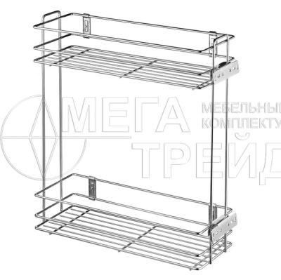 Двухуровневая боковая корзина 150 мм (бутылочница) Cargo без направляющих, хром GTV