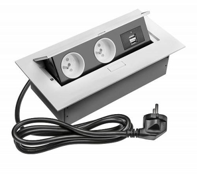 Удлинитель для офиса прямоугольный,  AE-PBU2GU-10, 2хUSB белый  с заземлением(GTV)  Заказ