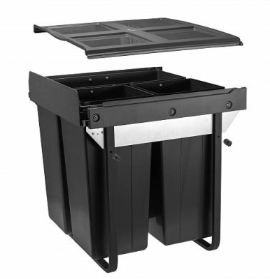 Сегрегатор для модуля 600мм (34L+2x17L) антрацит, с креплением фасада с доводчиком (в540мм, ш529мм, г494мм)