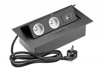 Удлинитель для офиса прямоугольный,  AE-PBU2GU-20, 2хUSB черный  с заземлением(GTV)  Заказ Удлинитель для офиса прямоугольный,  AE-PBU2GU-20, 2хUSB черный  с заземлением(GTV)  Заказ