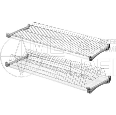 Посудосушитель хром 90 c 2-мя поддонами Вариант 3 OC-2PV390-02-18