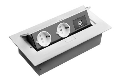 Удлинитель прямоугольный врезной 2 розетки AE-PBU02GS-10 (Schucko) 2xUSB, белый без провода Удлинитель прямоугольный врезной 2 розетки AE-PBU02GS-10 (Schucko) 2xUSB, белый без провода