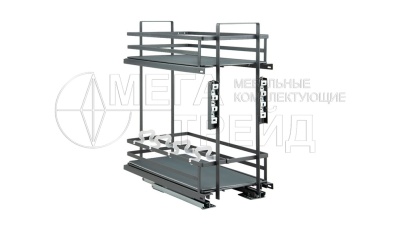 Выдвижная корзина 300мм с доводчиком графит плоский прут QUADRA KR28/2/3/300/GRPH БОЯРД