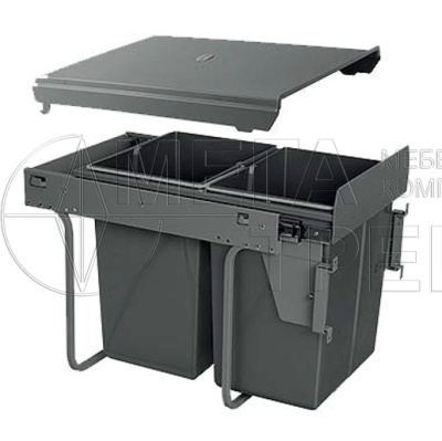 Сегрегатор для модуля 400 мм (2x20L) антрацит, без крепления фасада, с доводчиком GTV Сегрегатор для модуля 400 мм (2x20L) антрацит, без крепления фасада, с доводчиком GTV